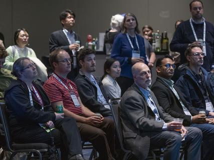 New Orleans, LA - AAS 243 in 2024 - Attendees during the 185: NRAO Town Hall at the American Astronomical Society's (AAS) 243rd meeting at the Ernest Morial Convention Center here today, Monday January 8, 2024.  The American Astronomical Society (AAS), established in 1899 and based in Washington, DC, is the major organization of professional astronomers in North America. The annual meeting is the premier astronomical event with industry representatives, and journalists in attendance and oral and poster presentations scheduled.  Photo by © CorporateEventImages/Phil McCarten 2024
