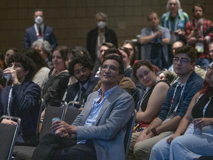 New Orleans, LA - AAS 243 in 2024 - Attendees during the 185: NRAO Town Hall at the American Astronomical Society's (AAS) 243rd meeting at the Ernest Morial Convention Center here today, Monday January 8, 2024.  The American Astronomical Society (AAS), established in 1899 and based in Washington, DC, is the major organization of professional astronomers in North America. The annual meeting is the premier astronomical event with industry representatives, and journalists in attendance and oral and poster presentations scheduled.  Photo by © CorporateEventImages/Phil McCarten 2024