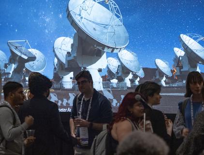 New Orleans, LA - AAS 243 in 2024 - Attendees during the 185: NRAO Town Hall at the American Astronomical Society's (AAS) 243rd meeting at the Ernest Morial Convention Center here today, Monday January 8, 2024.  The American Astronomical Society (AAS), established in 1899 and based in Washington, DC, is the major organization of professional astronomers in North America. The annual meeting is the premier astronomical event with industry representatives, and journalists in attendance and oral and poster presentations scheduled.  Photo by © CorporateEventImages/Phil McCarten 2024