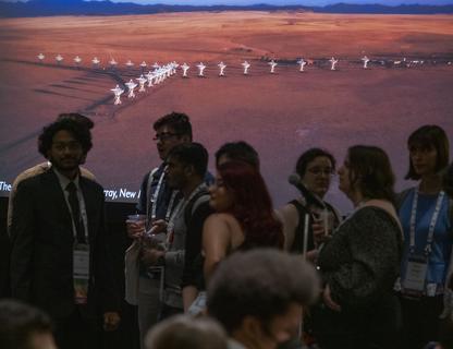 New Orleans, LA - AAS 243 in 2024 - Attendees during the 185: NRAO Town Hall at the American Astronomical Society's (AAS) 243rd meeting at the Ernest Morial Convention Center here today, Monday January 8, 2024.  The American Astronomical Society (AAS), established in 1899 and based in Washington, DC, is the major organization of professional astronomers in North America. The annual meeting is the premier astronomical event with industry representatives, and journalists in attendance and oral and poster presentations scheduled.  Photo by © CorporateEventImages/Phil McCarten 2024