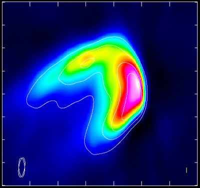 False color is data taken after the error was fixed; contours are data taken while the error was in the system, with no post-processing fix.