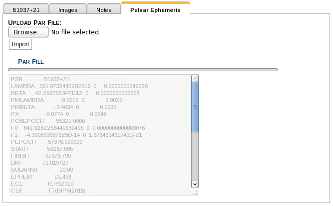 SCT Pulsar Ephemeris Screenshot