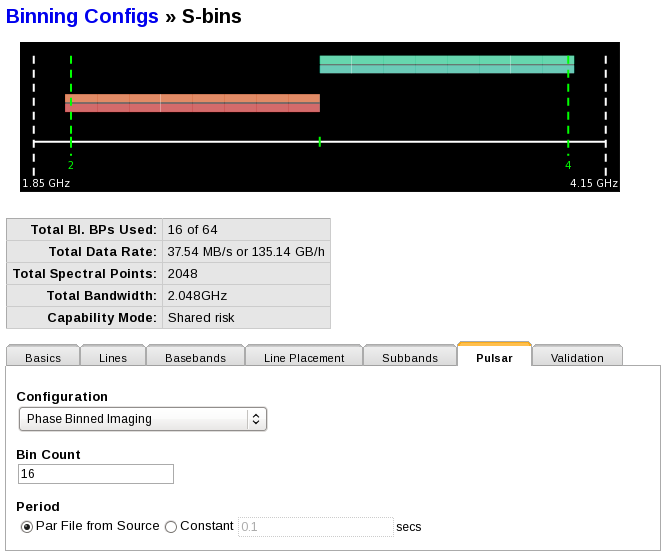 RCT Pulsar Binning Screenshot