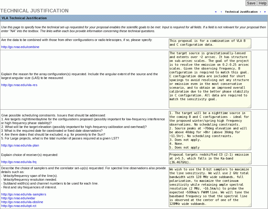 Technical Justification Example — Science site
