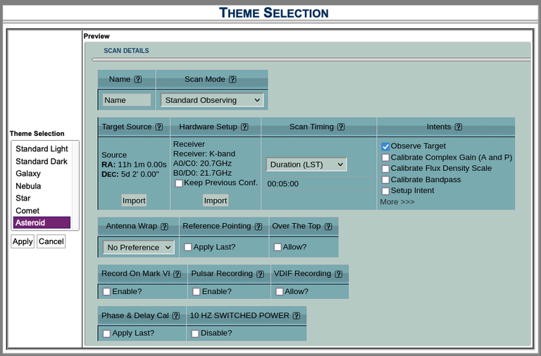 Theme Selection - Asteroid
