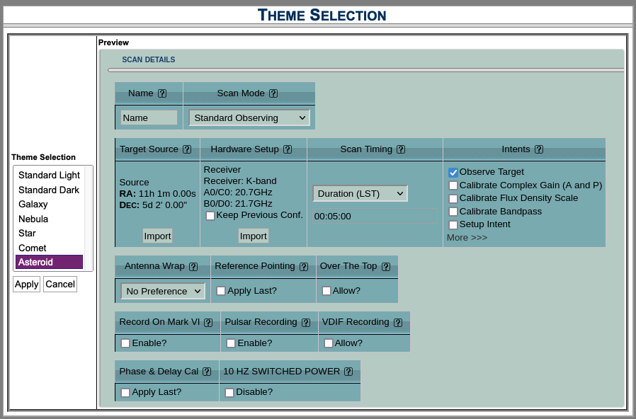 Theme Selection - Asteroid