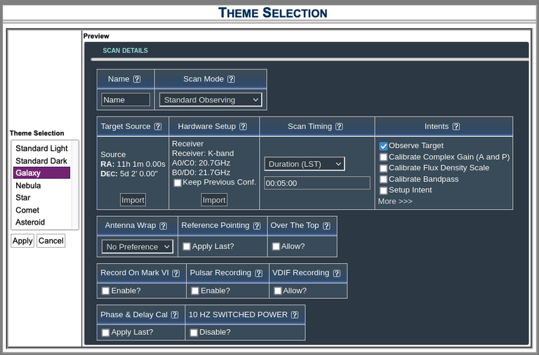 Theme Selection - Galaxy