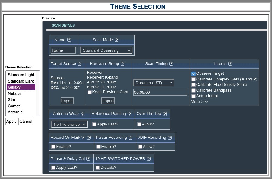 Theme Selection - Galaxy