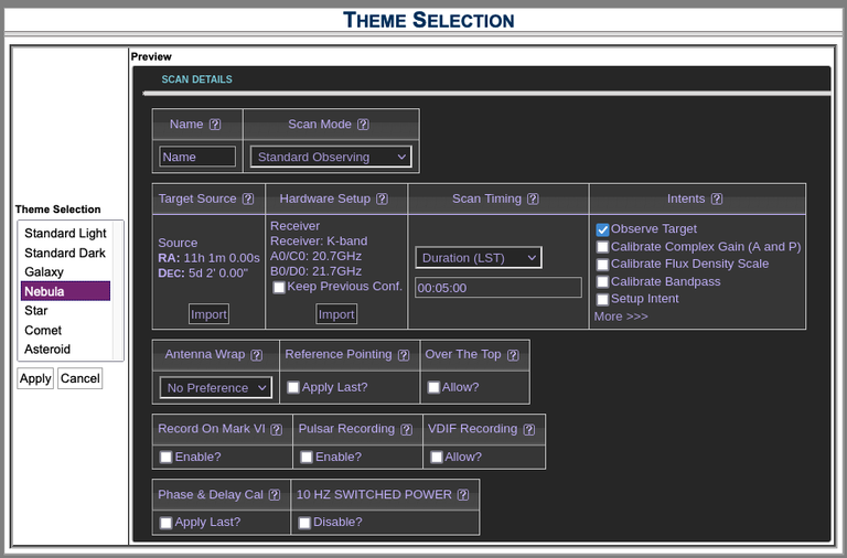 Theme Selection - Nebula