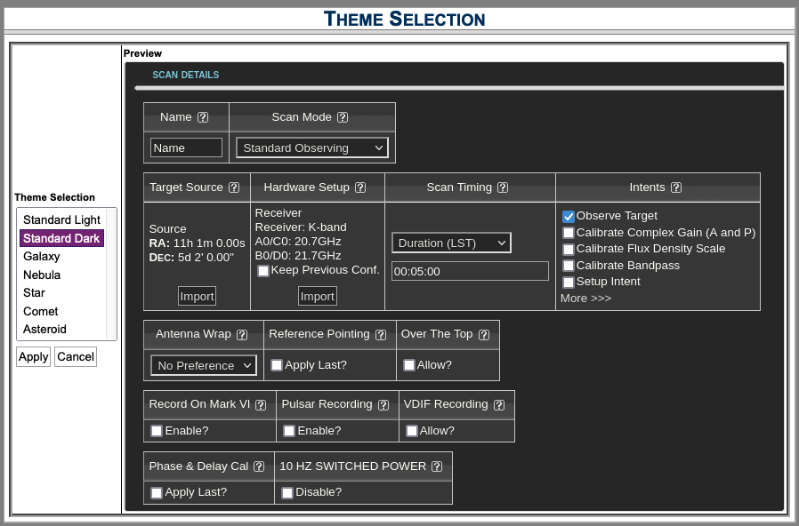 Theme Selection - Standard Dark