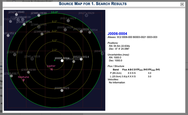 Cone Search Sky Map Result