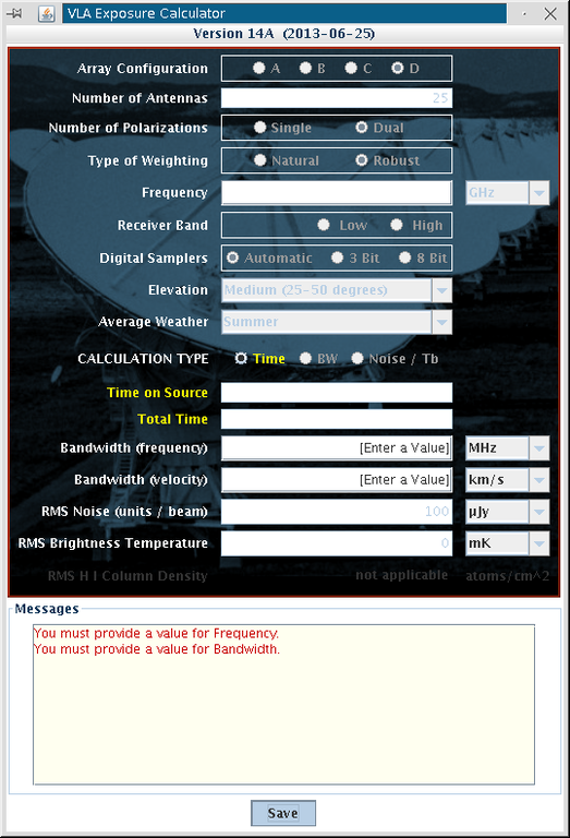 VLA Exposure Calculator
