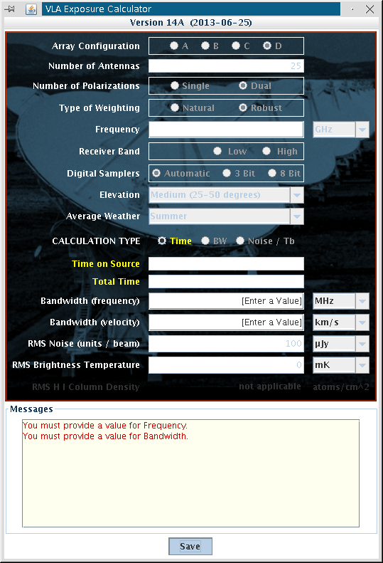 VLA Exposure Calculator