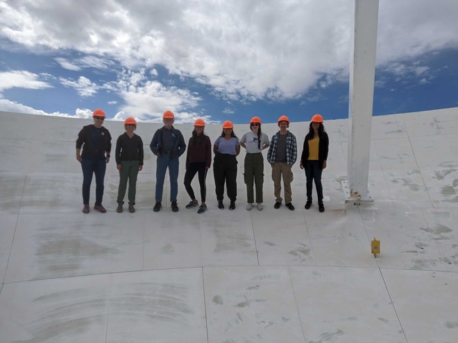 Group 1 on VLA dish #28 with Dr. Rick Perley