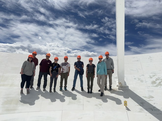 Group 2 on VLA dish #28 with Dr. Rick Perley